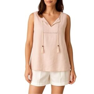 Ellen Tracy Light Pastel Pink Linen Blend sleeveless Shirt top 2X